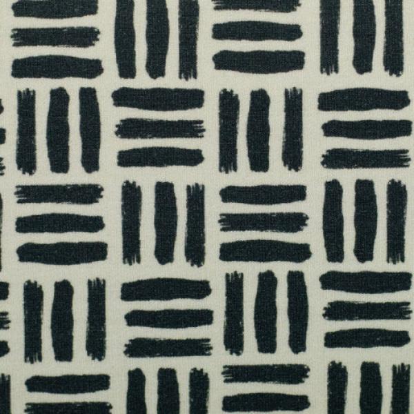 French Terry Sommersweat Wabi Grid Pinselstriche in Naturweiß